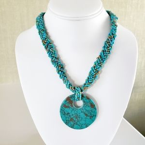 Beaded Turquoise Boho Necklace